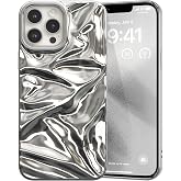 ZCDAYE Glossy Water Ripple Case for iPhone 15 Pro Max, Silver | 3D Glossy Water Ripple, Chrome Design, Wave Shape, Lightweight, Slim Fit, Shock-Absorbent, Cute and Stylish, Chic