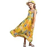 Bonny Billy Girls' Spaghetti Straps Casual Bohemian Beach Maxi Long Dress
