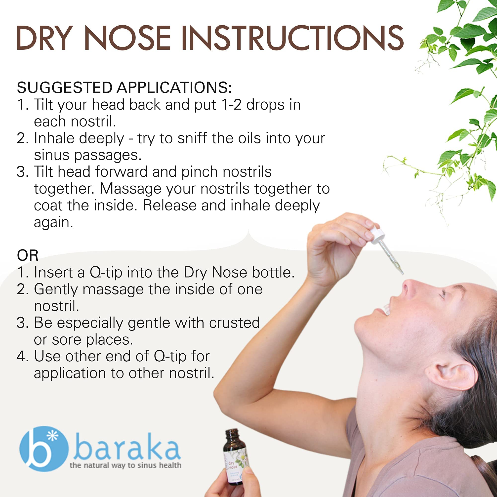 Baraka Dry Nose Nasal Moisturizer - Organic Essential Oils (Cardamom, Everlast, German & Roman Chamomile) in Sesame Oil Base - Hydrating Sinuses & Dry Nose - (1 oz Dropper Bottle)