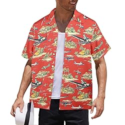 HUGLAZY Airplane Shirts for Men Aloha Island