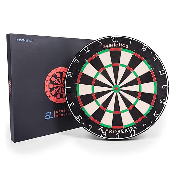 Everletics Profi Dartscheibe aus 100% afrikanischem Sisal - Dartboard mit Ultra dünner Stahlspinne