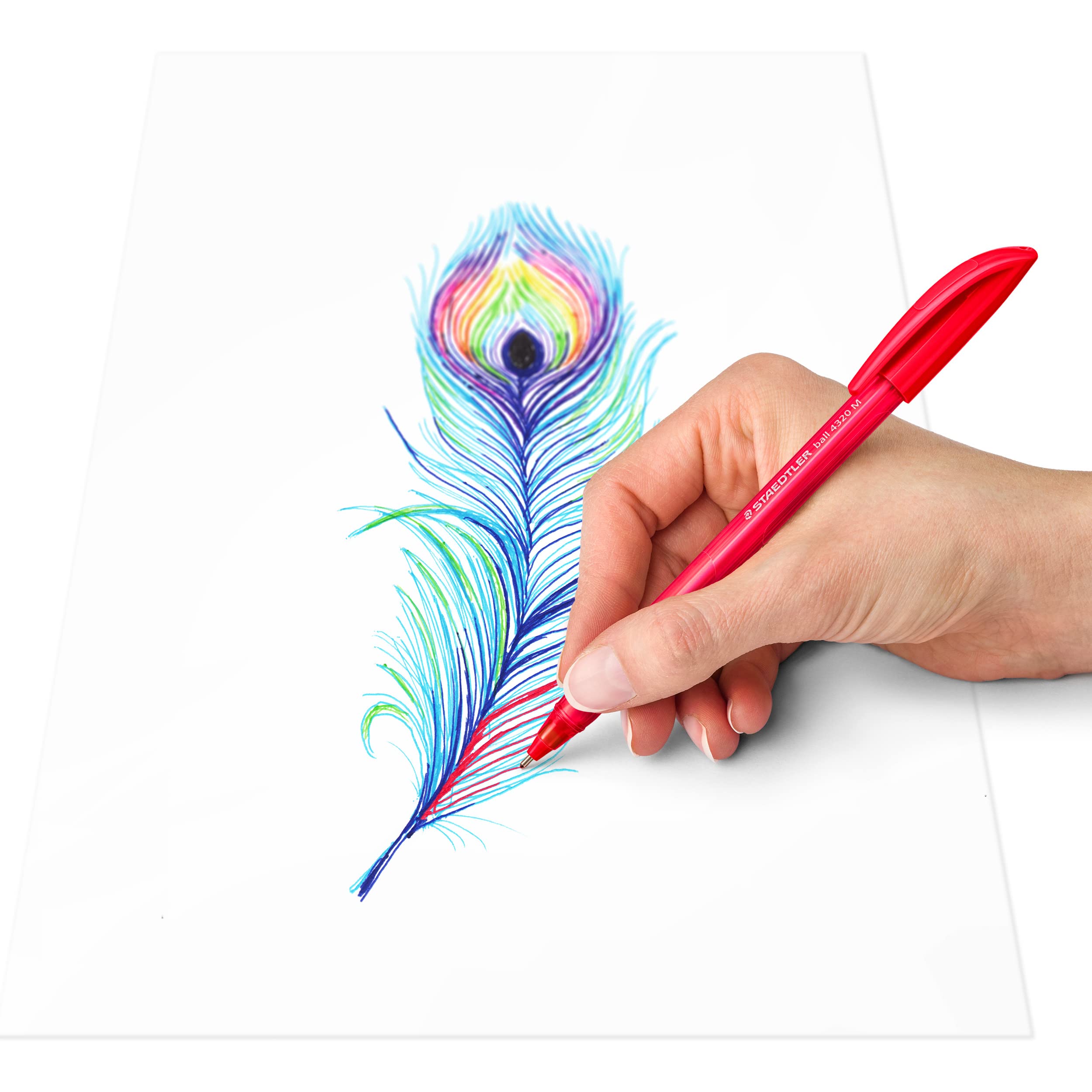 STAEDTLER dreikant stick Kugelschreiber, Linienbreite M ca. 1,00 mm, für entspanntes Schreiben, 10 Kugelschreiber in sortierten Farben im Kartonetui, 4320 MC10 5