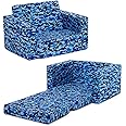 Delta Children Cozee Blue Camo Convertible Foam Chair to Lounger for Kids