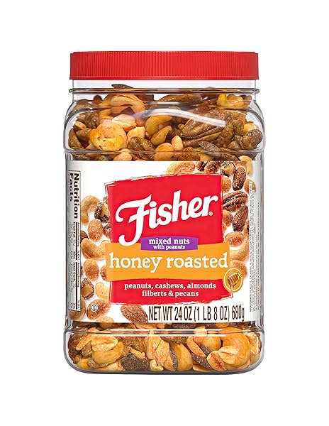 FISHER SNACK HONEY ROASTED MIXED NUTS WITH PEANUTS,...
