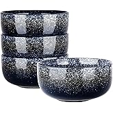 S&Q'S CERAMICS Bowl Set of 4, 36 Ounce Kitchen Bowls for Soup, Large Cereal, Breakfast, Oatmeal, Microwave and Dishwasher Safe, [Set of 4], (Navy Blue)