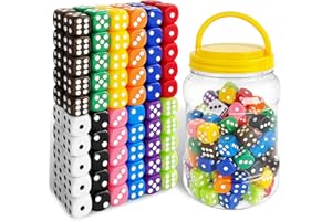 JUUXNCGV 120 16mm 6 Sided Dice Set,Standard Game Dice Kids,Colored Dice with Storage Bucket Opaque for Board Games,Dice Games,Math Dice,Classroom,12 Colors