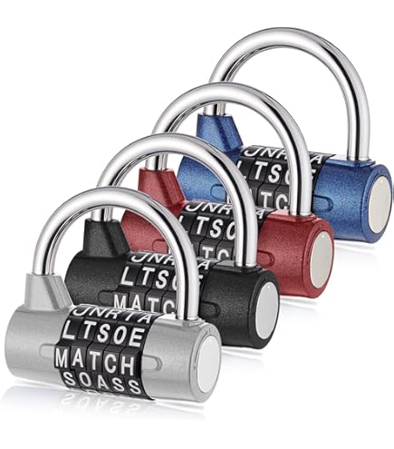 4 Pack 5 Letter Combination Lock - Keyless Resettable Word