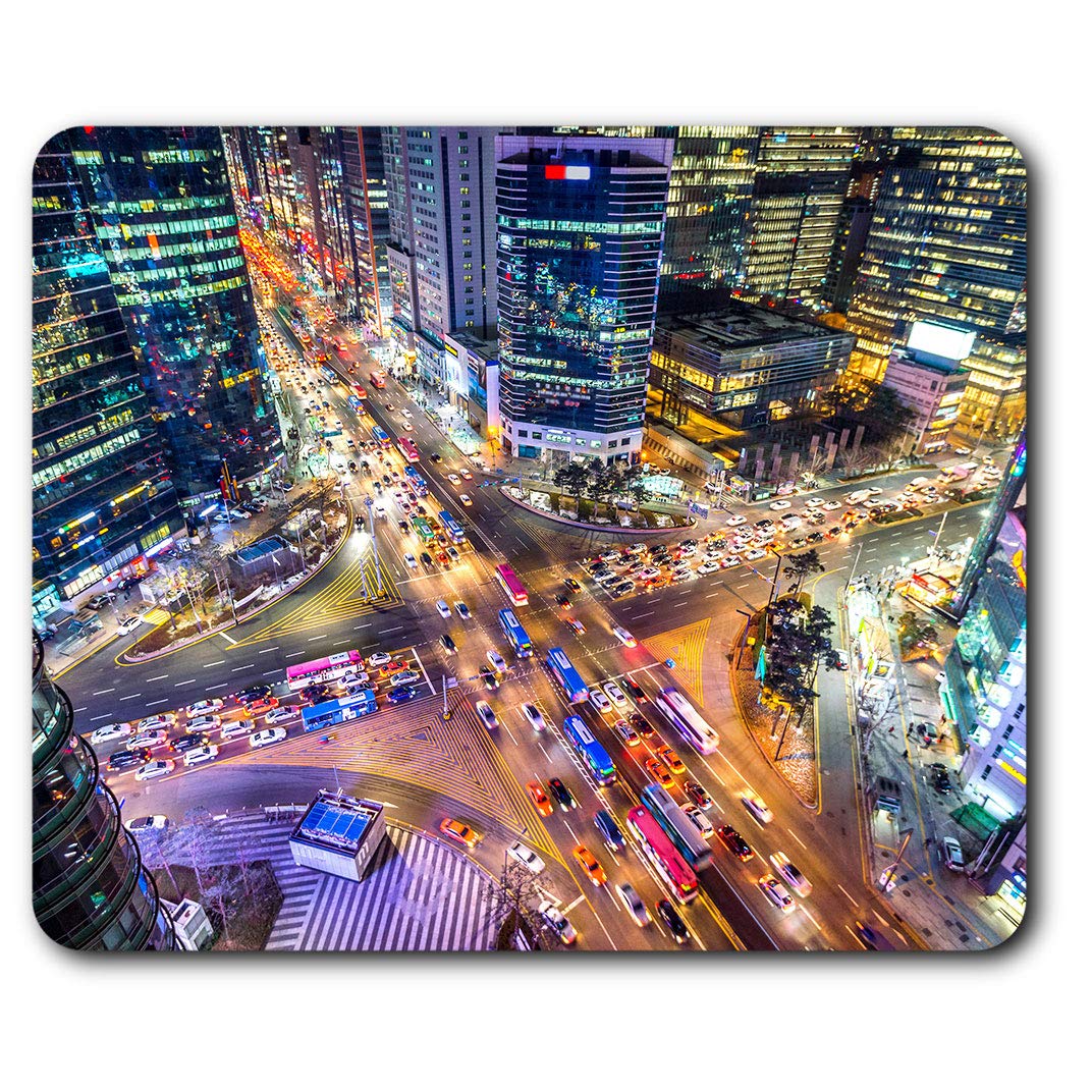 Destination Vinyl Ltd Comfortable Mouse Mat - Gangnam Seoul City South Korea 23.5 x 19.6 cm (9.3 x 7.7 inches) for Computer & Laptop, Office, Non-slip Base - RM12367