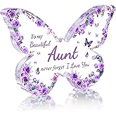 Aunt Birthday Gifts, Christmas Gift for Aunt, Purple Butterfly-Shaped Acrylic Keepsake Decorations, Christmas Mothers Day Birthday Gifts Ideas for Aunt