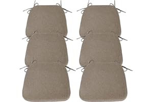 Millsilo D-Shaped Chair Cushions for Dining Chairs with Ties and Removable Cover, Dining Kitchen Chair Pads, Indoor Dining Room Non-Slip Backing Seat Cushions 6 Set, 16.5" x 16.2" x 2" Autumn Color