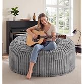4FT Giant Bean Bag Chair for Adults with Washable Corduroy Cover,Light Grey | Dorm Chair,Large Big Jumbo Oversized Beanbags,Corner Chair,Memory Foam Filled,Removable Cover,Bedroom,Living Room,Classroom