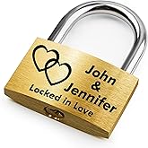 Love Lock for Bridge, Personalized Engraved Lock for Wedding, Anniversary, Valentines, Travel, Custom Heart Locks with 3 Keys & Velvet Bag for Lovers(Linked Hearts)