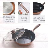 nuovva Non Stick Induction Wok Pan 28 cm with Glass Lid view 4