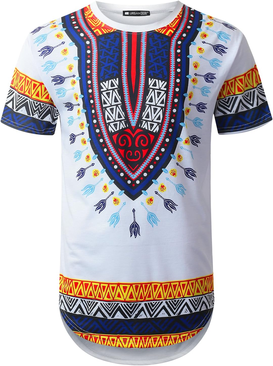 URBANTOPS Mens Hipster Hip Hop Dashiki Graphic Longline T-Shirt (Various Styles)
