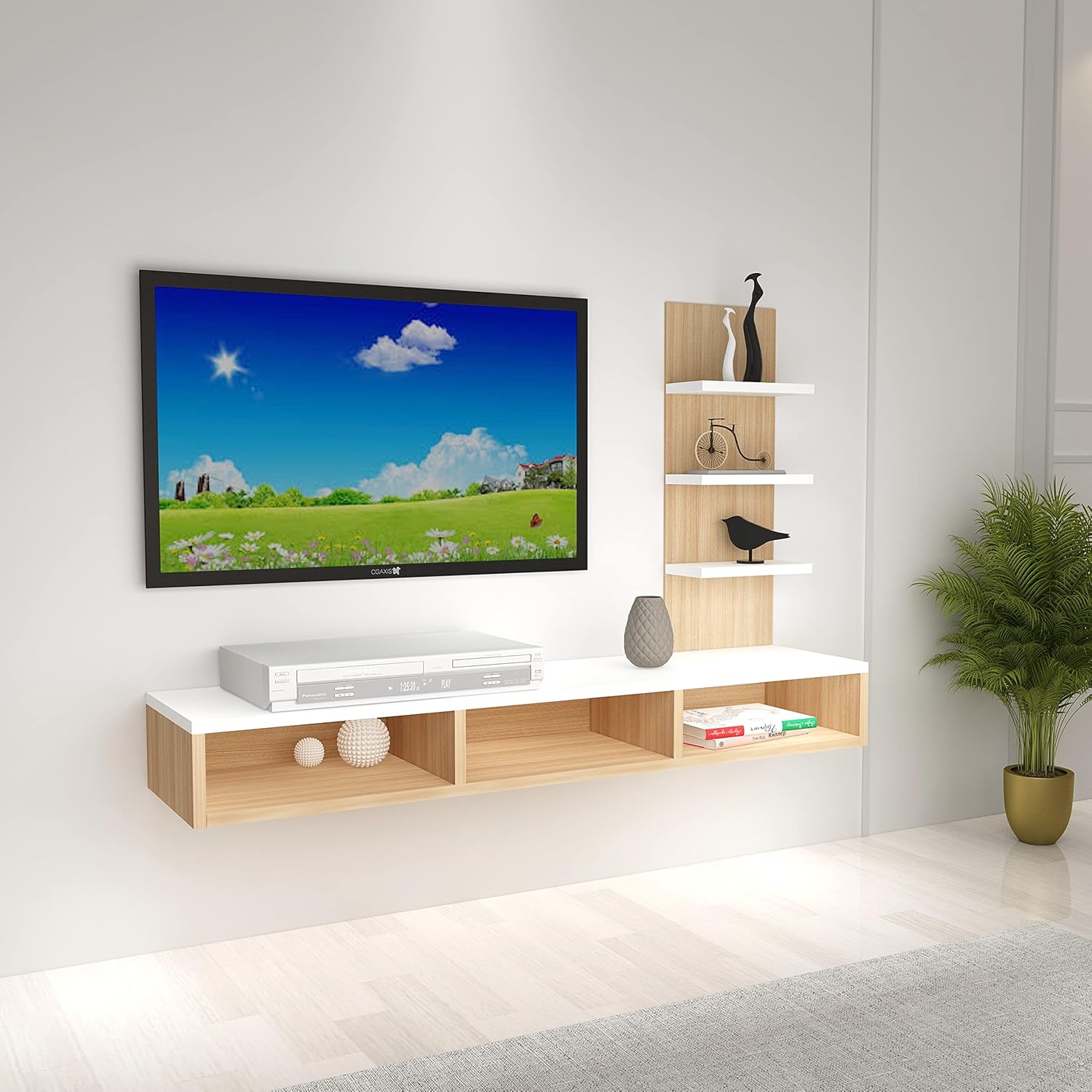 Akshni Lineo Engineered Wood TV Entertainment Wall Unit/Set Top Box