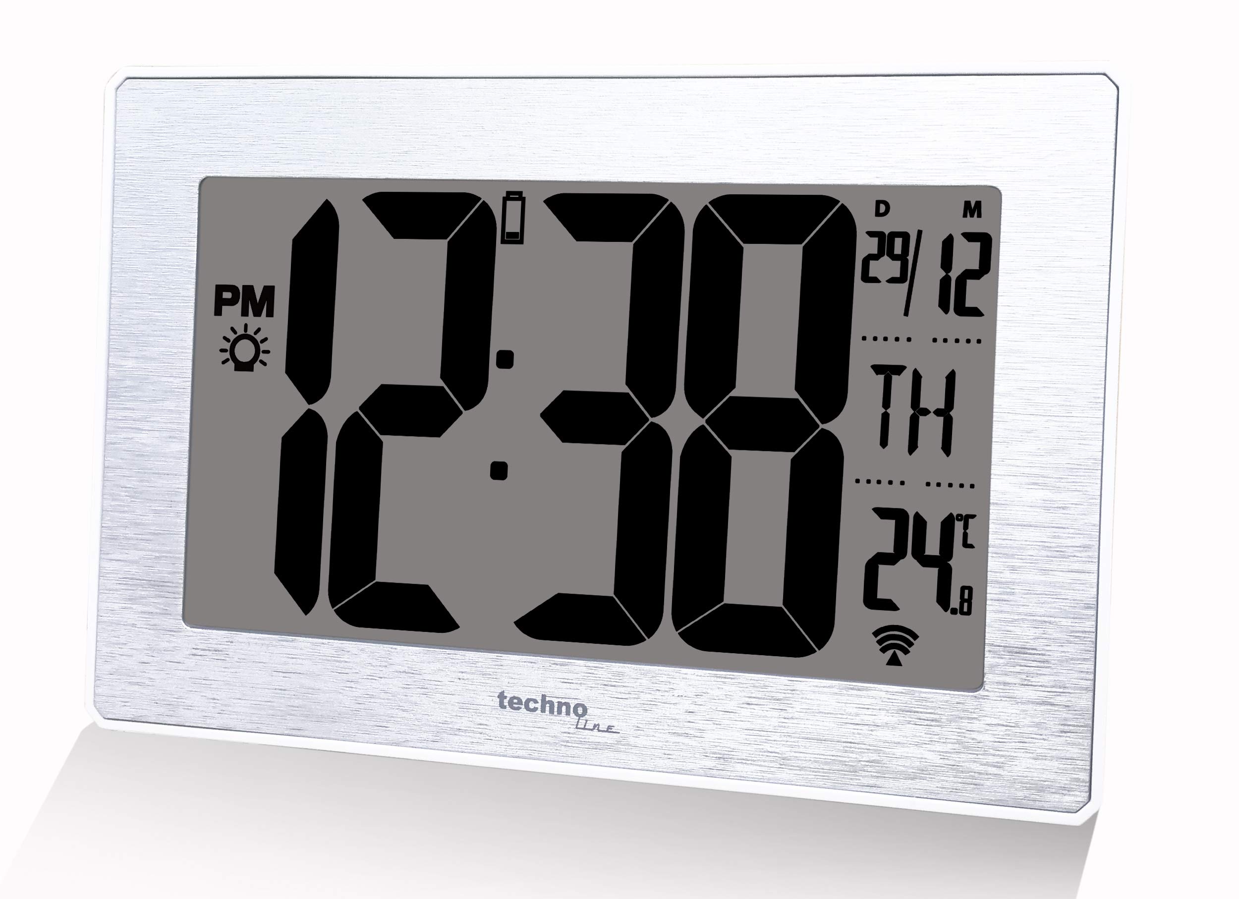Technoline LED Wall Clock, Silver, Größe: 212 x 140 x 32 mm