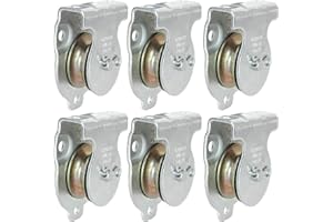 AConnet 6 Pack Wall Mounted Pulley 1-1/2 Inch Wall and Ceiling Mount Single Pulley for 3/8" Wire or Rope, Zinc-Plated