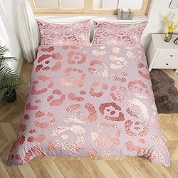 Pink Leopard Duvet Cover Queen for Girls Pink