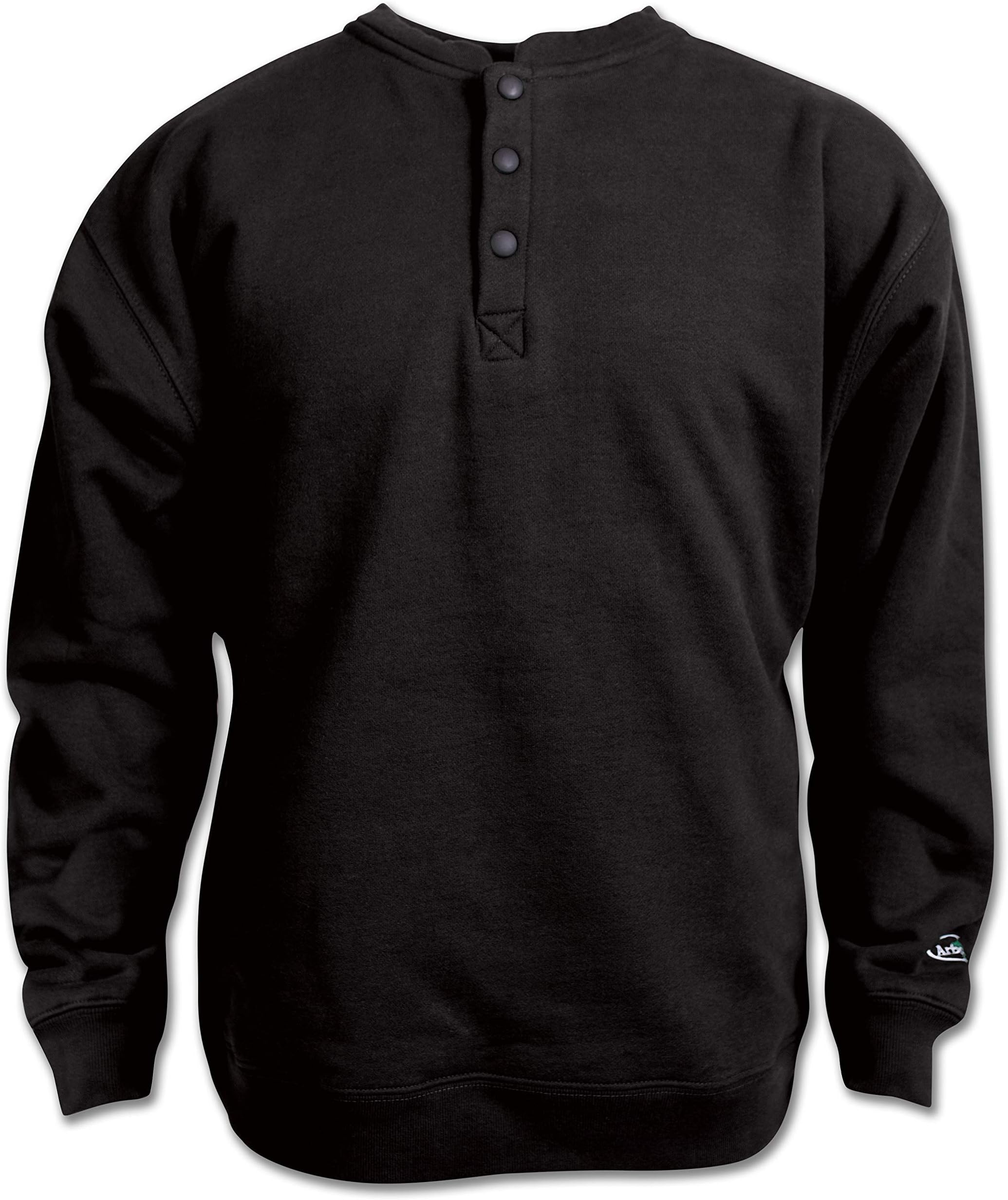 Arborwear Crewneck Sweatshirts For Men - Heavy Duty 100% Cotton Fleece With Snap Neck, Side Seam Pockets, and Arm Gussets