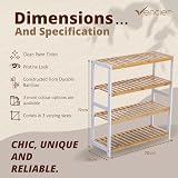 Vencier Bamboo Shoe Rack Natural 4 Tier Easy Assembly Large Capacity view 4