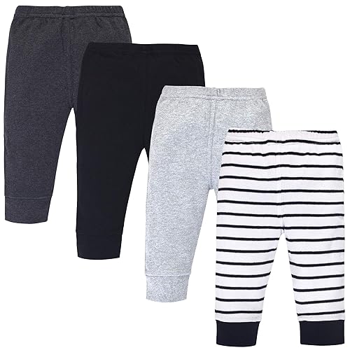 Touched by Nature Unisex Baby Organic Cotton Pants, Gray Black Stripe, 2 Toddler