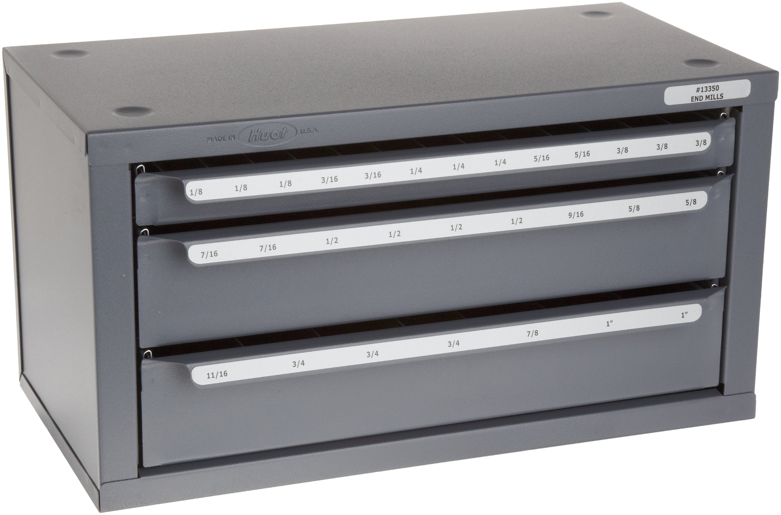 Huot 13350 ThreeDrawer End Mill Dispenser for Fractional Sizes