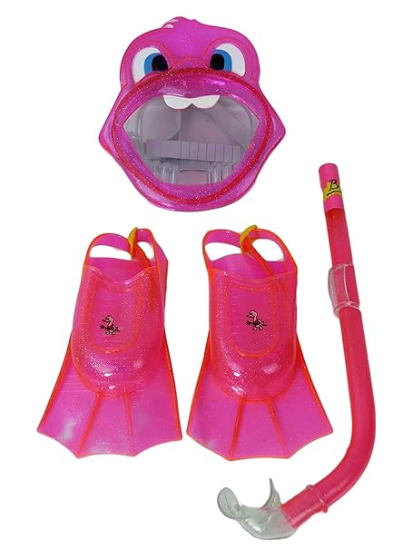 Kinder Schnorchel Set Pink Tauchermaske Taucherbrille Kinderflossen