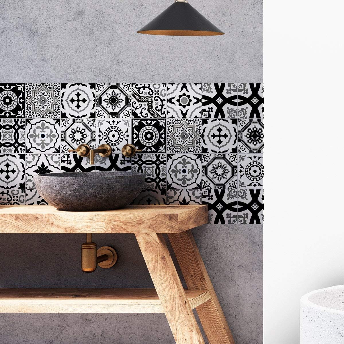 Ambiance Sticker Self-Adhesive Decorative Wall Decal Cement Tile for Bathroom and Kitchen Ornements Artistiques Design - Image 4