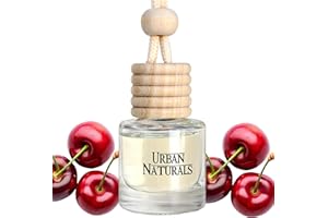 Urban Naturals Car Air Freshener Diffuser 1 Pack - Cherry Luxe Scent, 45+ Days Long Lasting Fragrance, Made in USA, Glass & Wood, Hanging Design + Vent Cip, Easy to Use