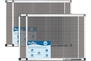 Yoochee Expandable Window Screen, 2 Pack Adjustable Window Screen(18" H x 25" - 49" W) - Large Replacement Window Screens with Frame, Durable Replacement Screen for Window