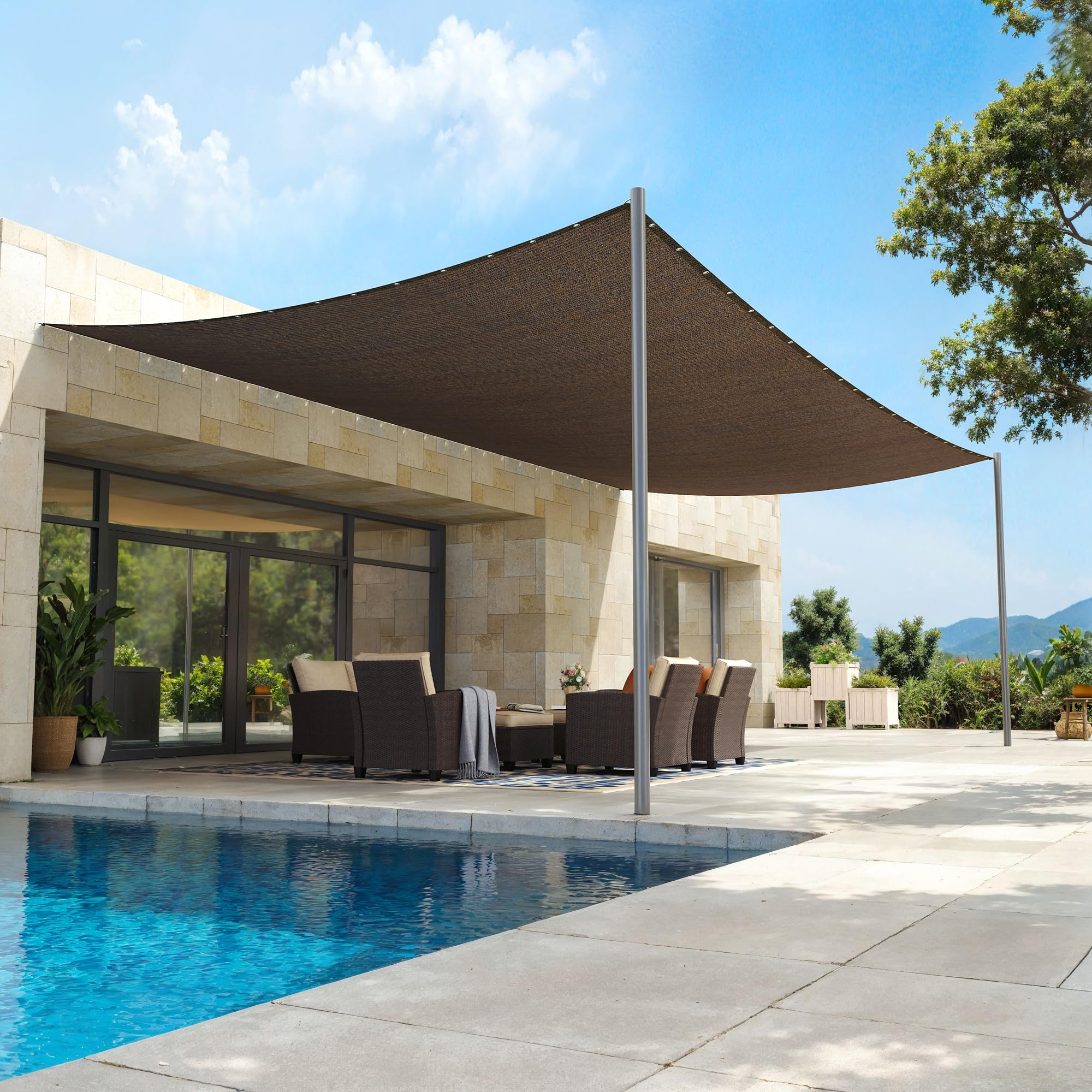 VICLLAX 90% Sun Shade Sail with Reinforced Grommets & D-Ring Eyelets, Shade Fabric for Outdoor Patio Garden Pergola Cover Canopy 10x20 FT, Mocha Image