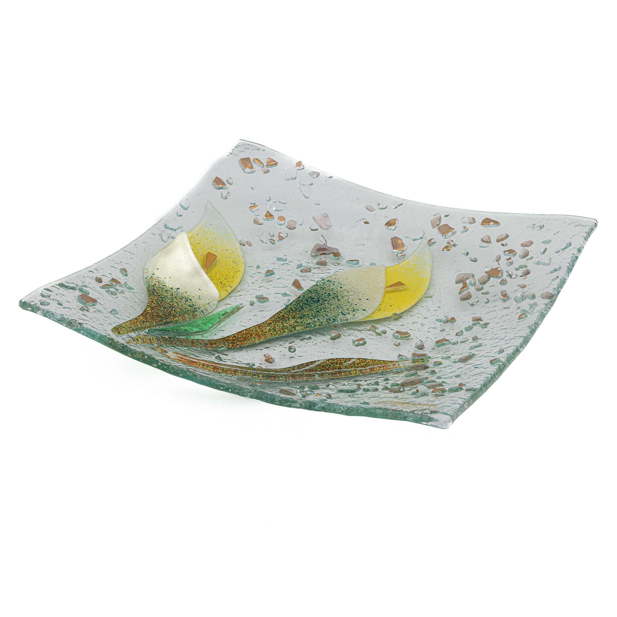 Sospiri Venezia Tidy Tray Ornament Plate Decor Floral Murano Glass Centerpiece Home Furnishing Decor Gift Handmade Made in Italy (Calla cm19x19 Square)
