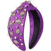 Boderier Mardi Gras Fleur De Lis Crown Mask Jeweled Crystal Knotted Headband Carnival Festive Accessories