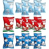 4E's Novelty 24 Packets 3 Assorted Christmas Mini Marshmallows - Individually Wrapped Snowman Marshmallows Packs for Hot Chocolate & Hot Cocoa Toppers, Vanilla Flavored