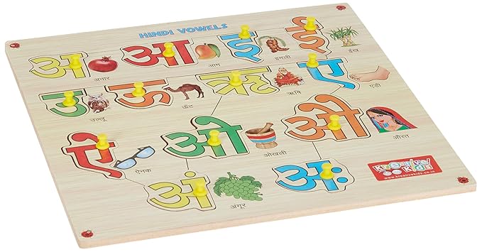Zitto Premium Wooden Hindi Vowels Object Match Educational Puzzle Toy