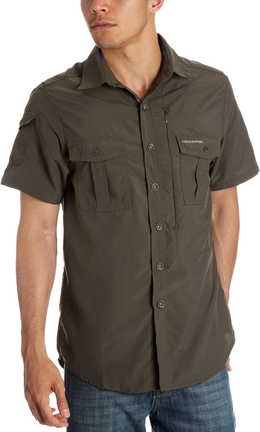 Craghoppers Men's NosiLife Short Sleeved Shirt Dark Khaki, Small
