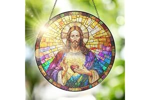 FLAGWIX Christmas Christian Gifts for Women Faith - Stained Glass Window Hanging 8 in - Birthday Catholic Religious Gifts, Suncatchers Windows Hanging, Spiritual Suncatcher Home Garden Decor