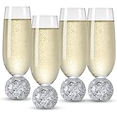 Hanjue Lead-free Crystal Champagne Glasses Set of 4, 7 Oz Clear Champagne Flutes - Ideal for Gifts,Parties, Wedding, Christmas - Long-lasting and Reusable Bar Glassware