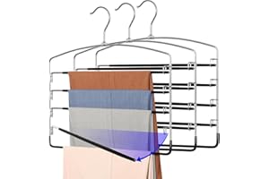 TOPIA HANGER Pant Hangers Space Saving 3 Pack Yoga Pants Leggings Hangers for Closet Non Slip 5 Tier Swing Arm Hanger Organizer for Pants Yoga Pants Leggings Trouser Jeans Slack - CT49B