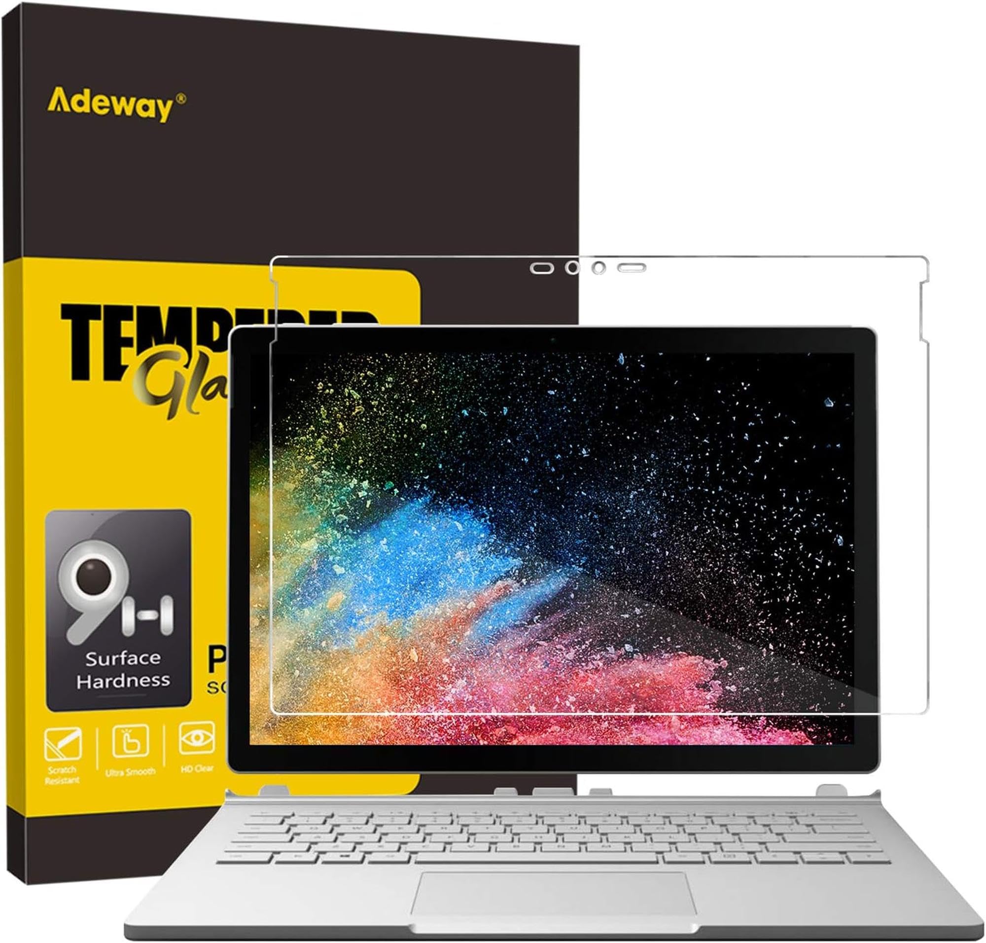 Adeway Microsoft Surface Book 2/Book Screen Protector - (13.5 Inch),Anti Fingerprint/High Sensivity/Tempered Glass