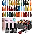 Beetles Gel Nail Polish Set 20 Colors Nail Gel Polish Blue Red Brown Black Yellow Orange Green Gel Nail Polish Kit with Glossy Matte Gel Top Base Coat Soak Off Uv Gel Nail Lamp Gift for Women