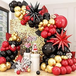 Red Black Balloon Arch Kit,Balloon Garland with