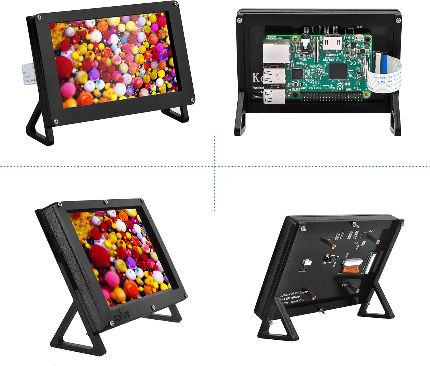 OSOYOO Protective Case Stand Holder for Raspberry Pi 5 Inch DSI Touch Screen LCD Display, Clear, Case for 5" DSI - Image 5