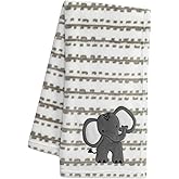 Lambs & Ivy Jungle Safari White/Tan Plush Minky Elephant Nursery Baby Blanket