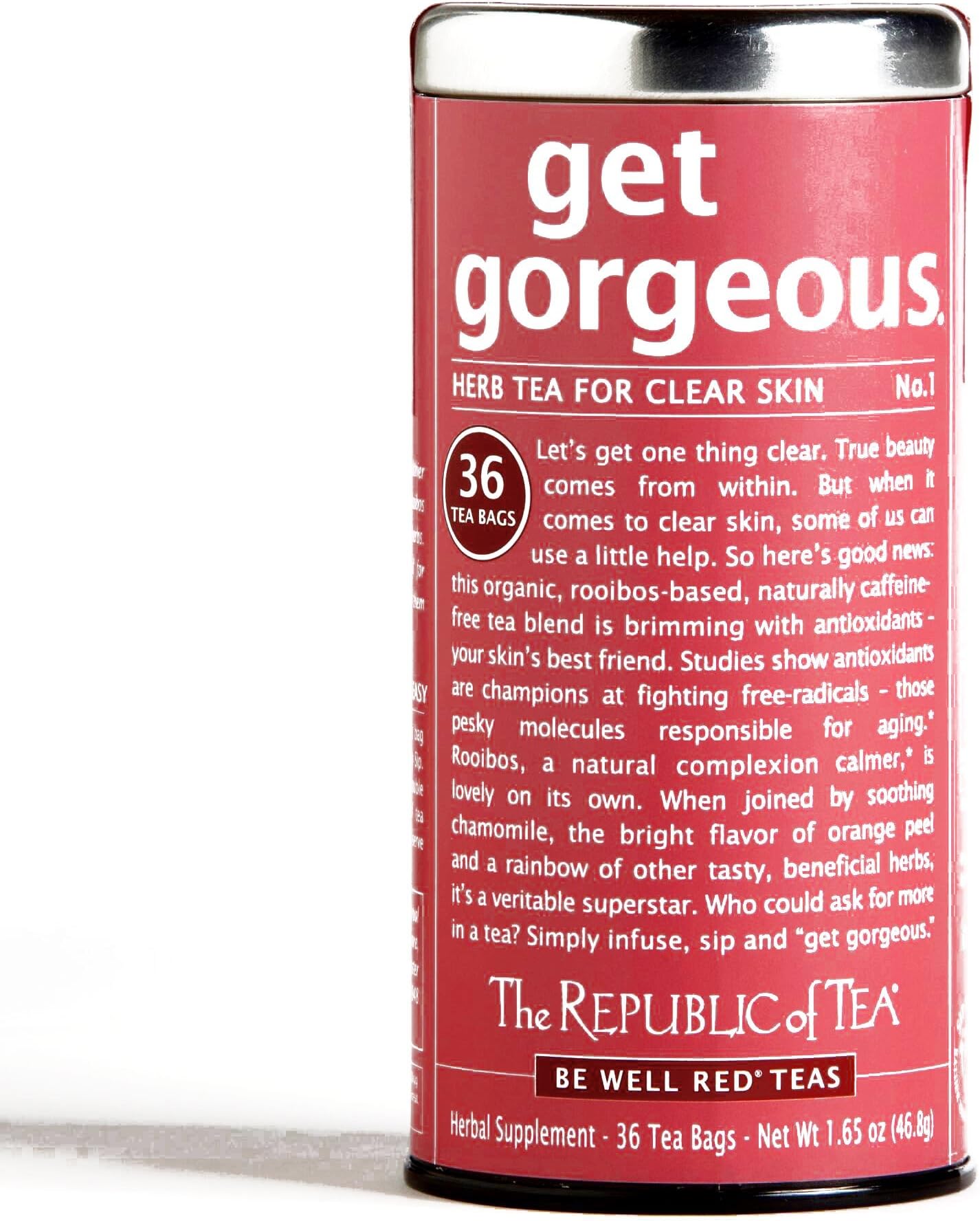 The Republic of Tea Get Gorgeous Red Tea 36-Count 1.65 oz each (5 Items Per Order)