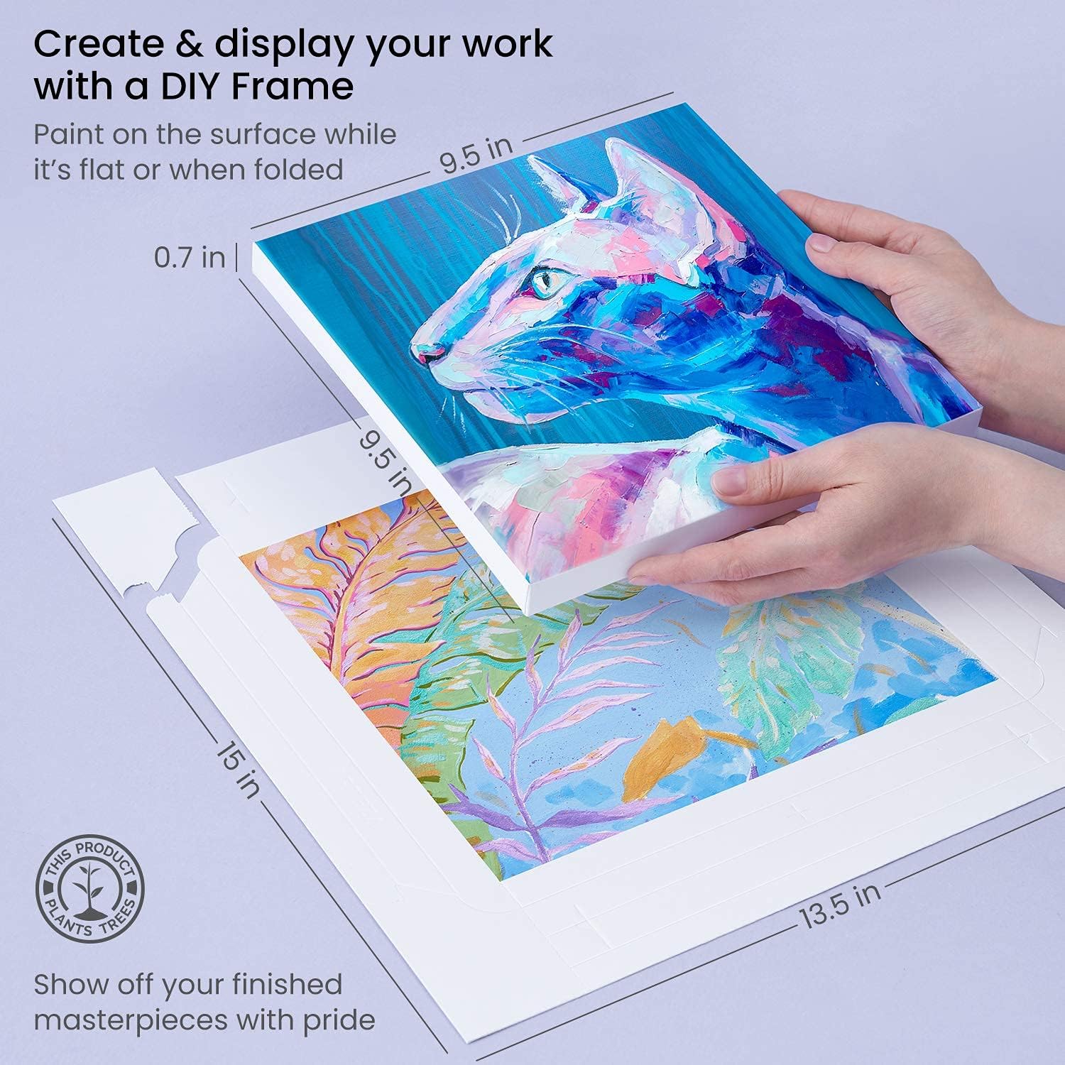 Arteza Watercolor Paper Canvas Pad Folded Size 7x8.6 Inches 10 Sheets and Mixed Media Paper Canvas Pad, 9.5x9.5 Inches 20 Sheets Bundle, Painting Art Supplies for Artist, Hobby Painters & Beginners