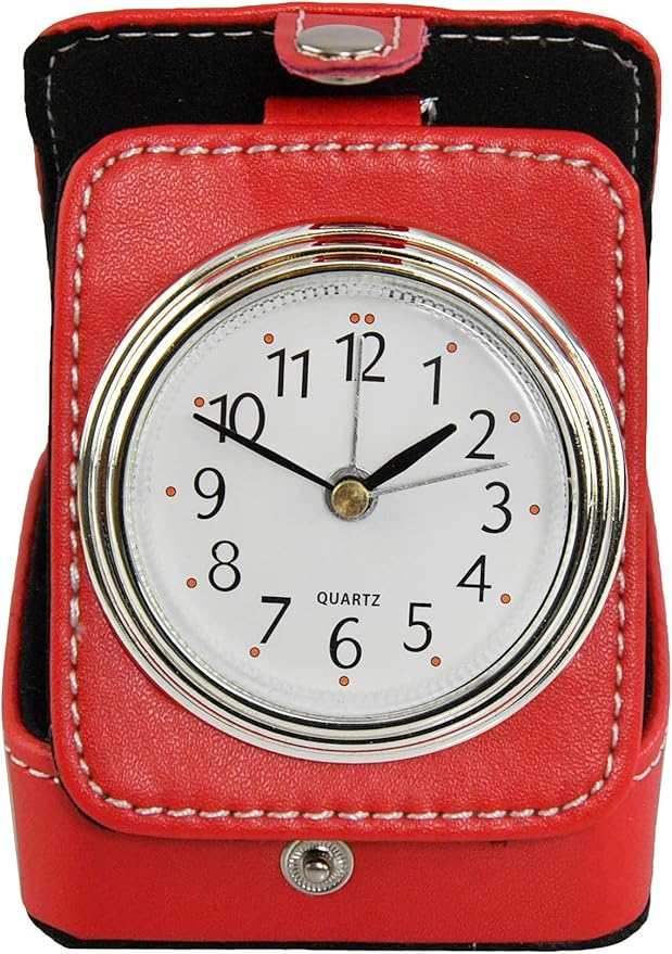 HomeX Red Analog Alarm Clock for Travel, Small Battery