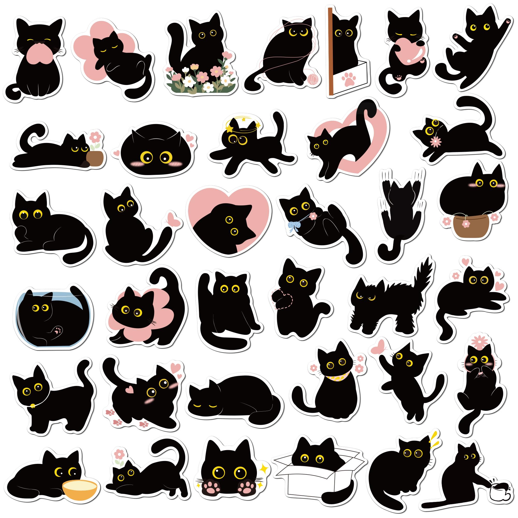 Photo 1 of 36PCS Cat Magnets Cute Fridge Magnets Funny Refrigerator Locker Magnets Black Cats Gifts for Cat Lovers Magnetic Stickers Decor for Locker Mailbox Door Whiteboard Home Kitchen Office
