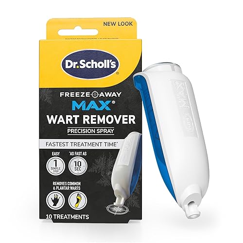 Dr. Scholl's Freeze Away MAX Wart Remover, 10 Treatments - As Fast As 10 Seconds to Treat Warts, Removes Common Warts & Plantar Warts on Hands & Feet, Easy to Use Precision Spray for Wart Removal