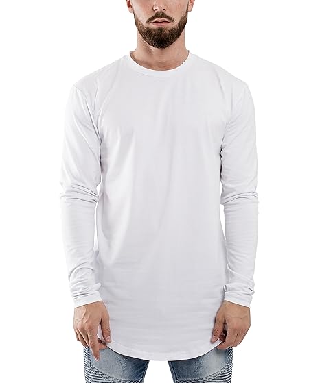 Blackskies Round Longsleeve T-Shirt | Langes Oversize Fashion Basic Langarm Herren Longshirt Long Tee - Diverse Farben